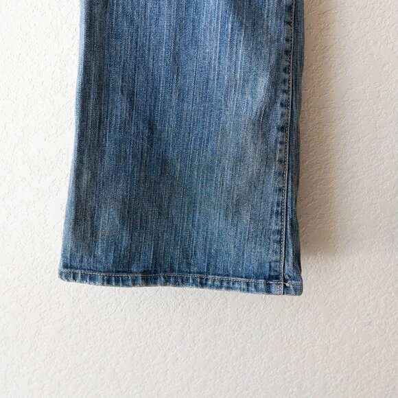 American Eagle Hipster Jeans Womens Sz 14 Long Y2K Low Rise Flare Leg Blue Denim - Picture 4 of 7